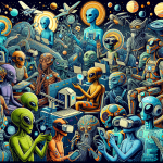 Aliens enjoying VR Headset