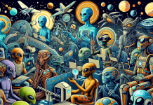 Aliens enjoying VR Headset Aliens enjoying VR Headset