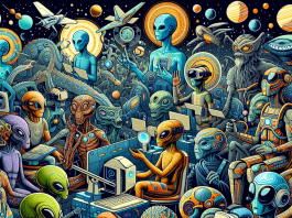 Aliens enjoying VR Headset Aliens enjoying VR Headset