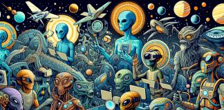 Aliens enjoying VR Headset Aliens enjoying VR Headset