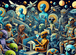 Aliens enjoying VR Headset Aliens enjoying VR Headset